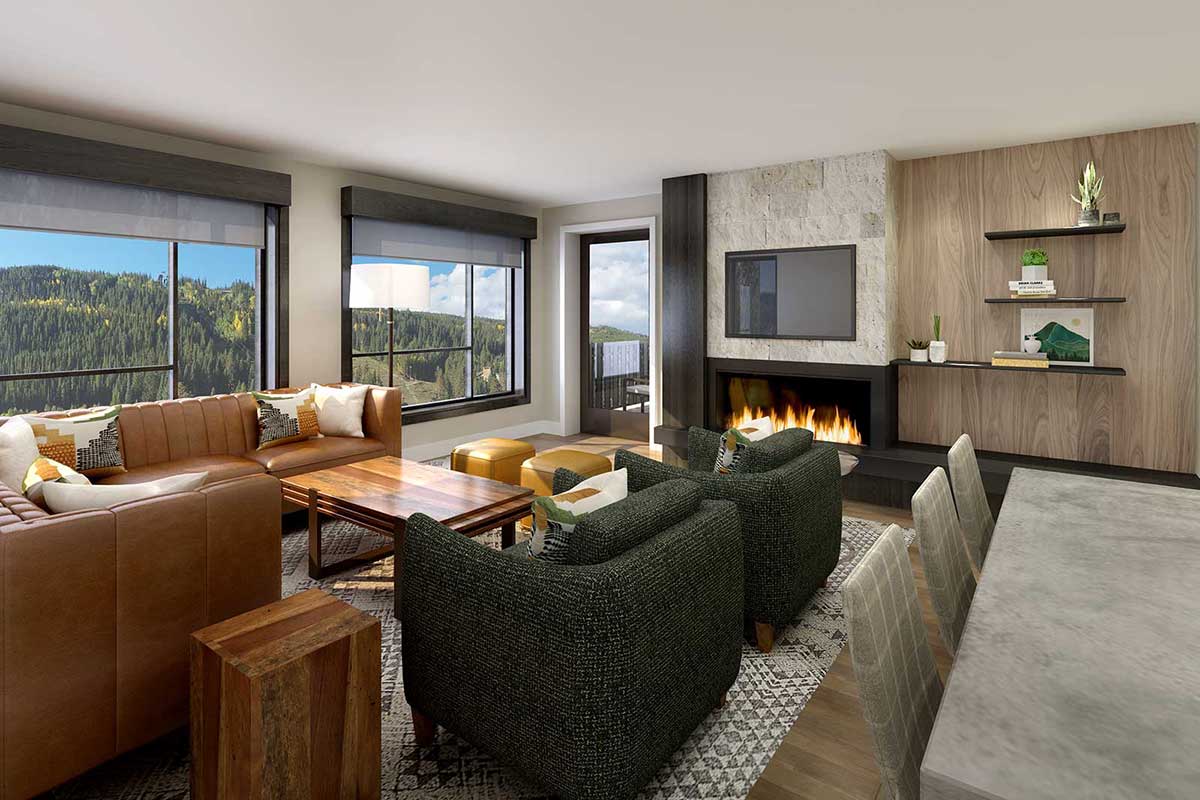 Kindred Resort Room with Fireplace Rendering