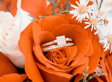 Kindred Wedding Rings in Orange Flower
