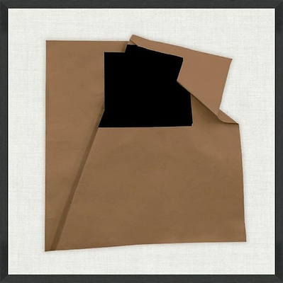 Abstract folded paper composition with angular cutout shapes