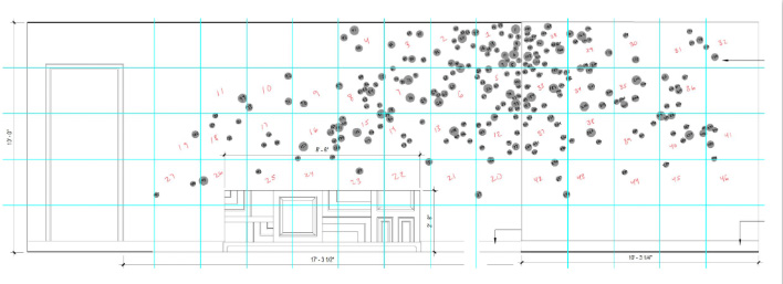Installation plan with grid layout and numbered placement points